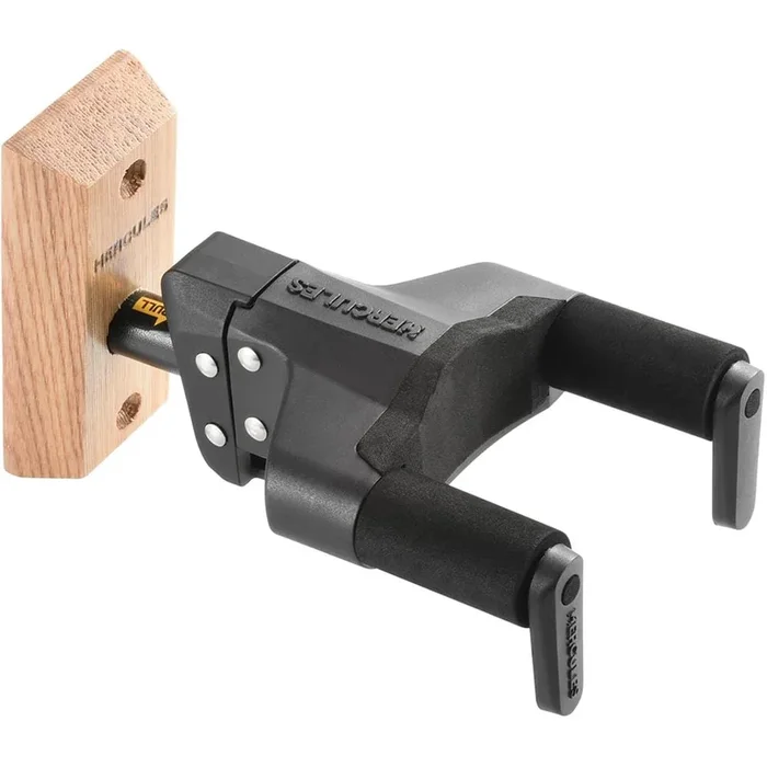 Hercules GSP38WB Plus Upgraded Auto Grip System Guitar Wall Hanger – Wood Base – Short Arm