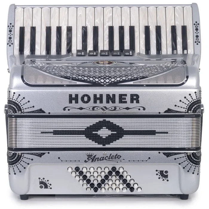 Hohner Anacleto Latino III 34/48 5 Switch Accordion – SILVER