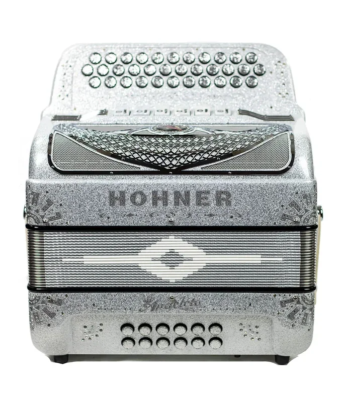 Hohner Anacleto Rey Del Norte Two Tone Compact FBE/EAD Accordion – Silver Glitter