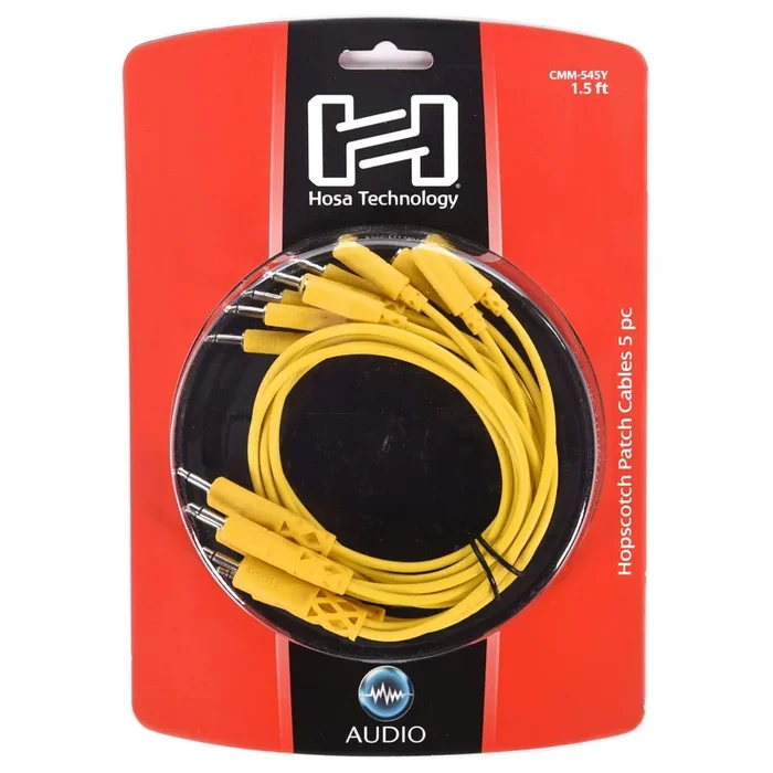 Hosa Hopscotch Patch Cables 3.5 mm TS with TSF Pigtail to TS 5pc 1.5ft