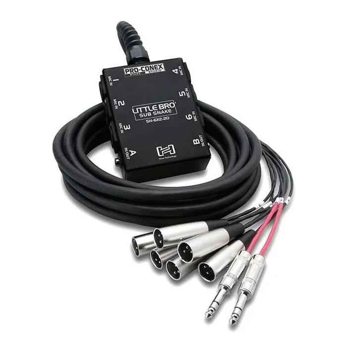 Hosa Pro-Conex Little Bro’ Sub Snake w/6 XLR Sends & 2 TRS Returns, 20ft