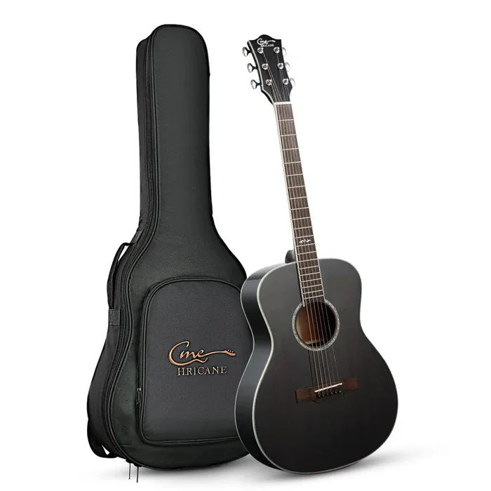 HRICANE Solid Mahogany Top Black 39 inch Acoustic Guitar FG330S