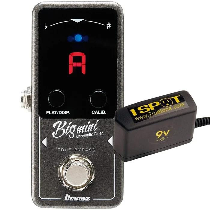 Ibanez BIGMINI Mini Chromatic Tuner Bundle w/ Truetone 1 Spot Space Saving 9v Adapter