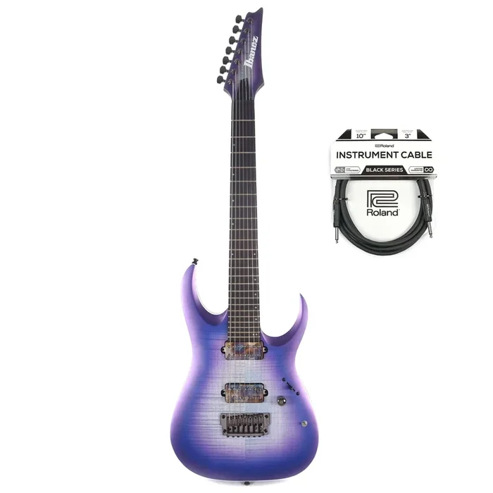Ibanez RGA61AL RGA Axion Label Indigo Aurora Burst Flat Cable Bundle