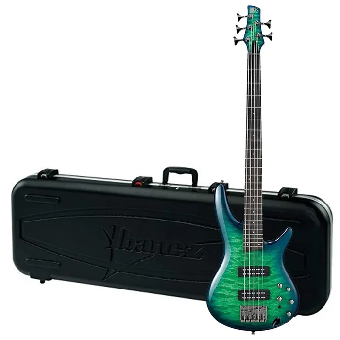 Ibanez SR405EQM 5 String Surreal Blue Burst Gloss and MB300C Case Bundle