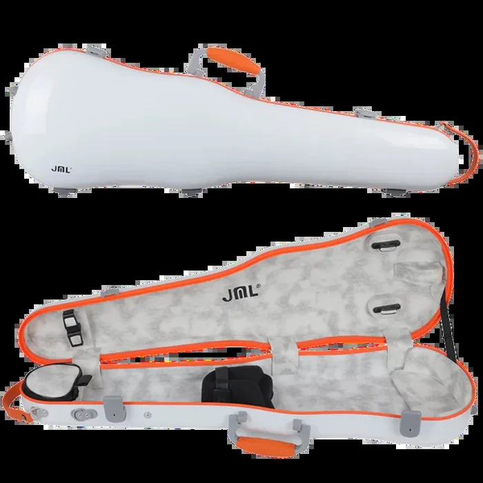 JML Carbon Fibre 1.5 Shaped Violin Case White with Orange 4/4