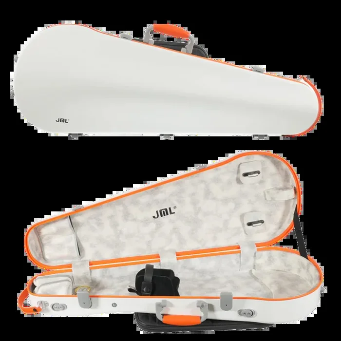 JML Carbon Fibre 1.7 Shaped Adjustable Viola Case White with Orange 15″-16.5″