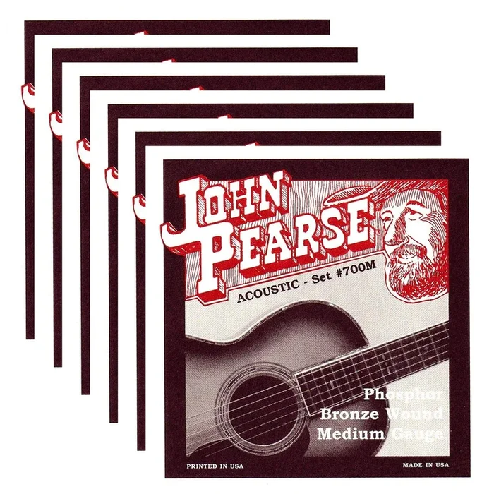 John Pearse Acoustic Strings Phosphor Bronze Medium 13-56 (6 Pack Bundle)