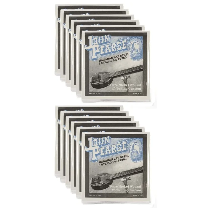 John Pearse Hawaiian Lap Steel Strings Pure Nickel C6 Tuning 15-32 (12 Pack Bundle)