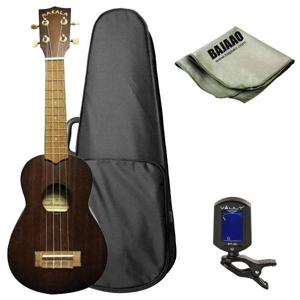 Kala MK-SE Makala Soprano Ukulele with EQ Bundle with Case, Polishing Cloth & Tuner