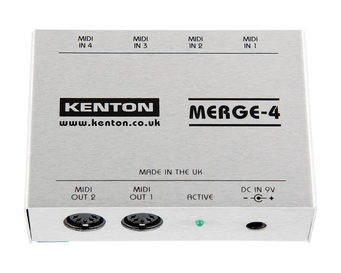 Kenton Merge 4 – 4 MIDI Inputs to 2 MIDI Outputs