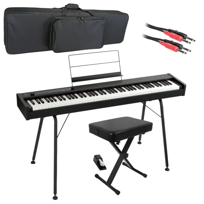 Korg D1 Digital Piano – Black STAGE ESSENTIALS BUNDLE