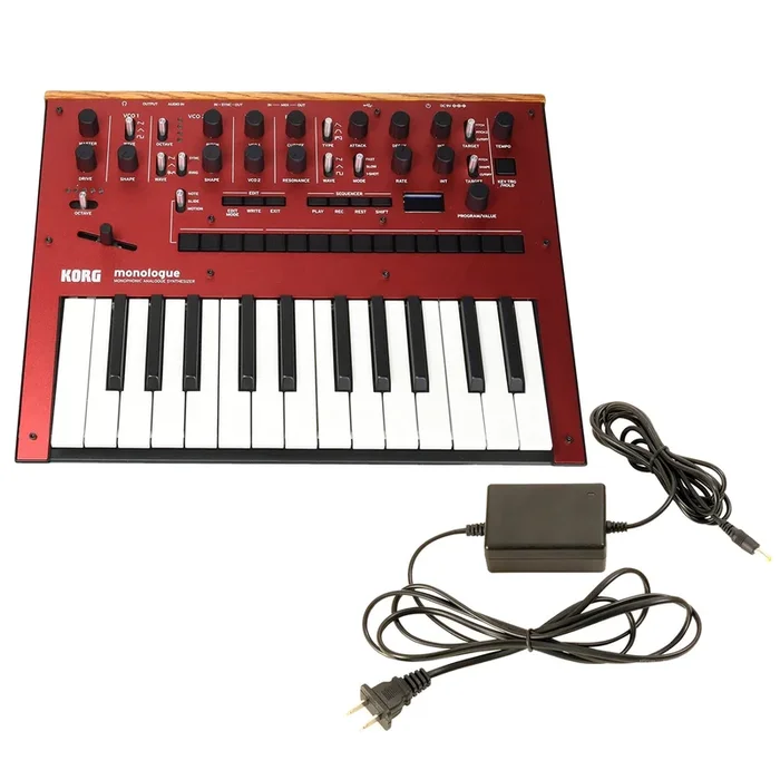 Korg Monologue Monophonic Analogue Synthesizer Red Bundle w/FREE Power Supply