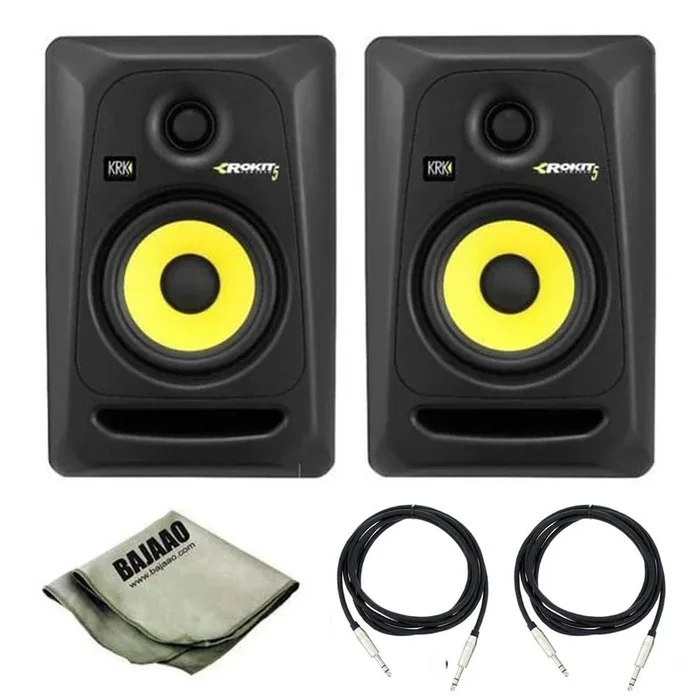 KRK ROKIT 5 G3 Powered Studio Monitors Pair With TRS Cable (Pair) And Polishing Cloth