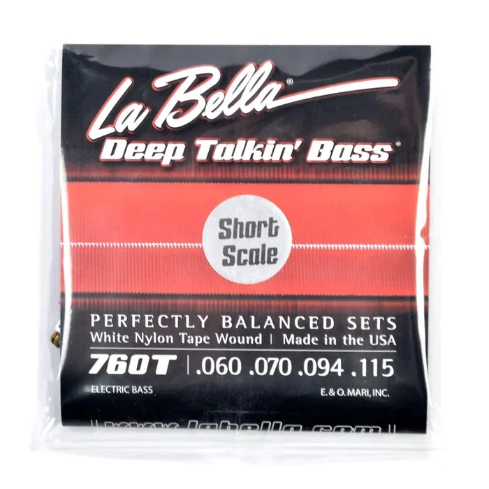 La Bella 760TS Deep Talkin Bass White Nylon Short Scale Tape Wound 60-115