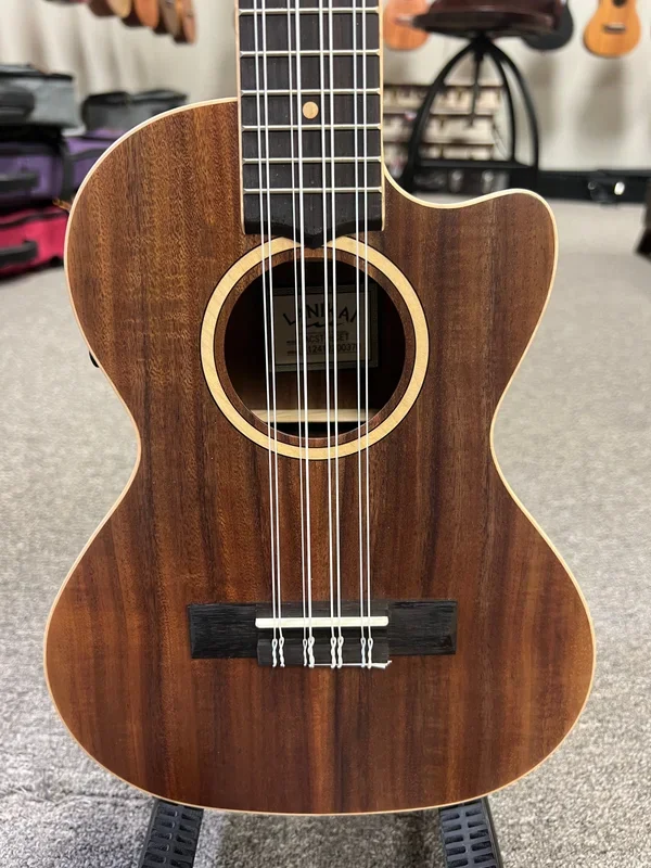 Lanikai ACST-8CET Acacia 8 String Tenor Ukulele w/Case – Solid Top – Cutaway/Fishman Pickup