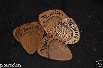 Laser Engraved Wooden Expression Guitar Picks, Tapered Thumb Grip, 6 pack