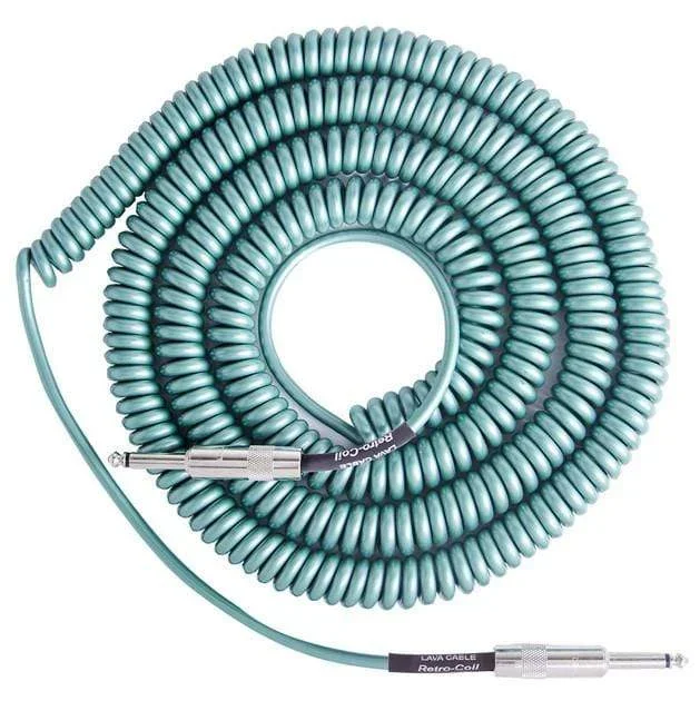 Lava Super Coil Instrument Cable 35′ Straight-Straight Metallic Green
