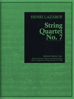 Lazarof, Henri: String Quartet No. 7, score and parts