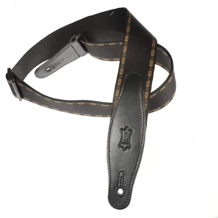 Levy’s 2 Inch Woven Guitar Strap with Leather Ends and Tri-Glide Adjustment – Pattern 3