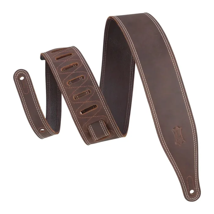Levy’s Butter Double Stitch 2.5″ Wide Garment Leather Guitar Strap – DBR