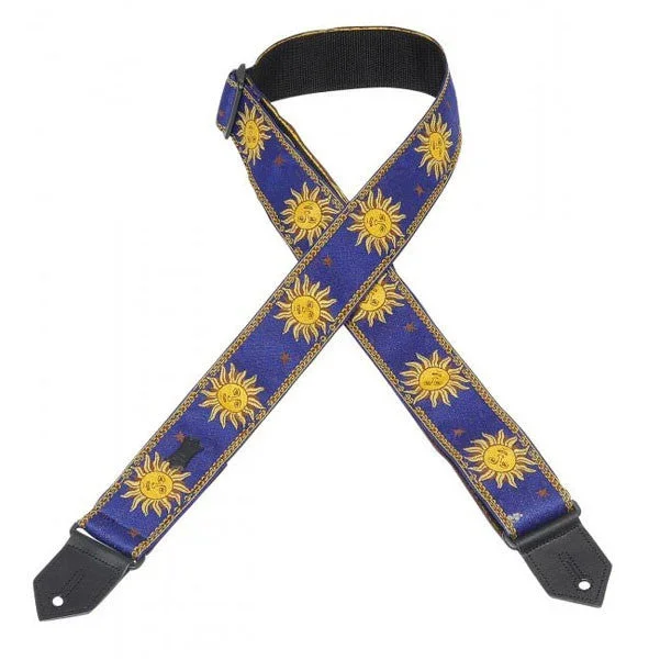 Levys M8SUN-BLU Jacquard Weave Sun Design 2inch Guitar Strap