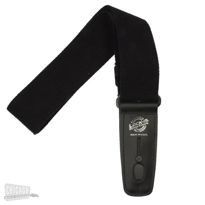 Lock-It 2 Inch Black Cotton Strap w/Black Ends