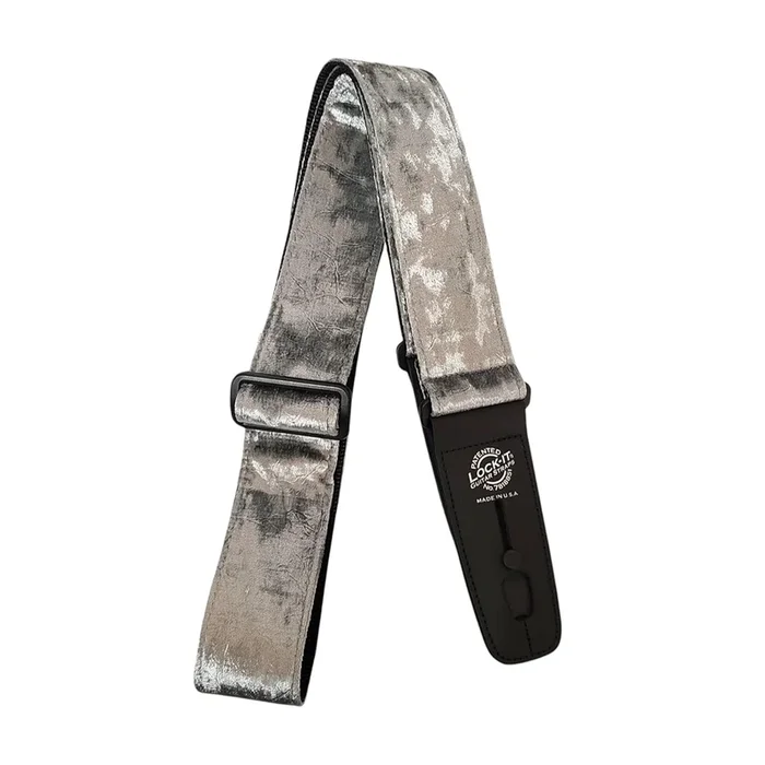 Lock-It Straps Lis-073cv2-Slv Crushed Velvet Guitar Strap – Silver