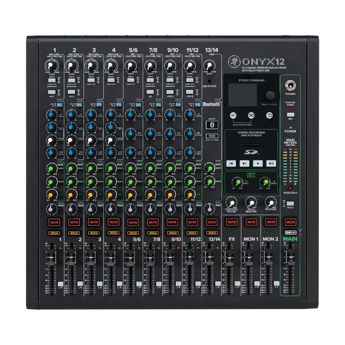Mackie ONYX12 Premium Analog Audio Mixer with Multi-Track USB – 12-Channel