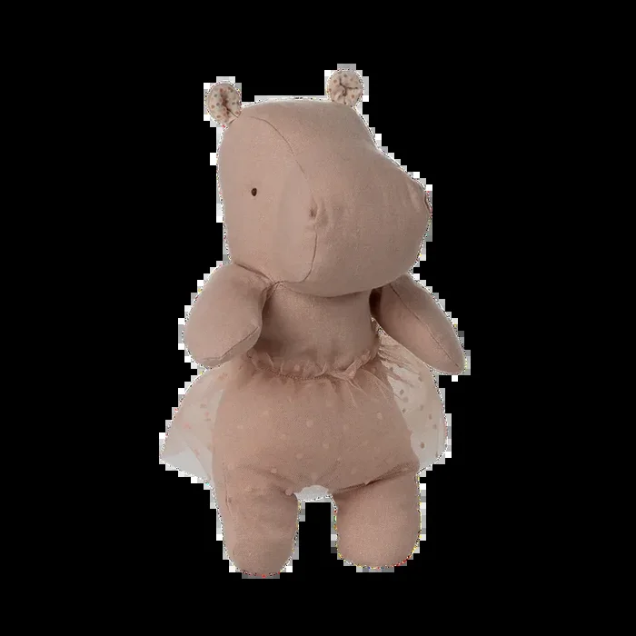 Maileg safari friends, hippo w. skirt, small – soft rose