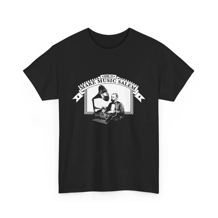 Make Music Day Salem Turntable White Logo T-Shirt