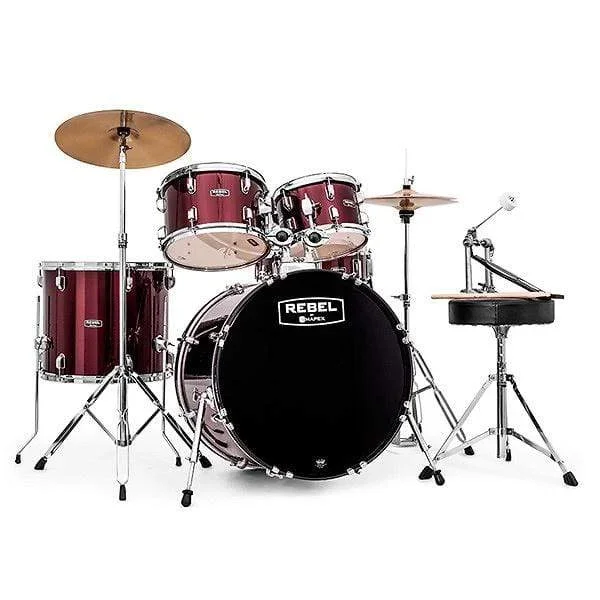Mapex Rebel 10/12/16/22/5×14 5pc. Drum Kit Red w/Hardware & Cymbals