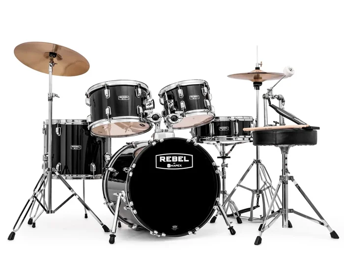 Mapex Rebel 5-Piece Complete Junior Set Up with Fast Size Toms – RB5844FTCDK – Dark Black