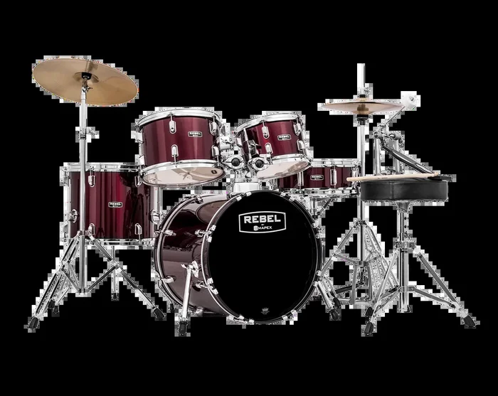 Mapex Rebel 5-Piece Complete Junior Set Up with Fast Size Toms – RB5844FTCDR – Dark Red