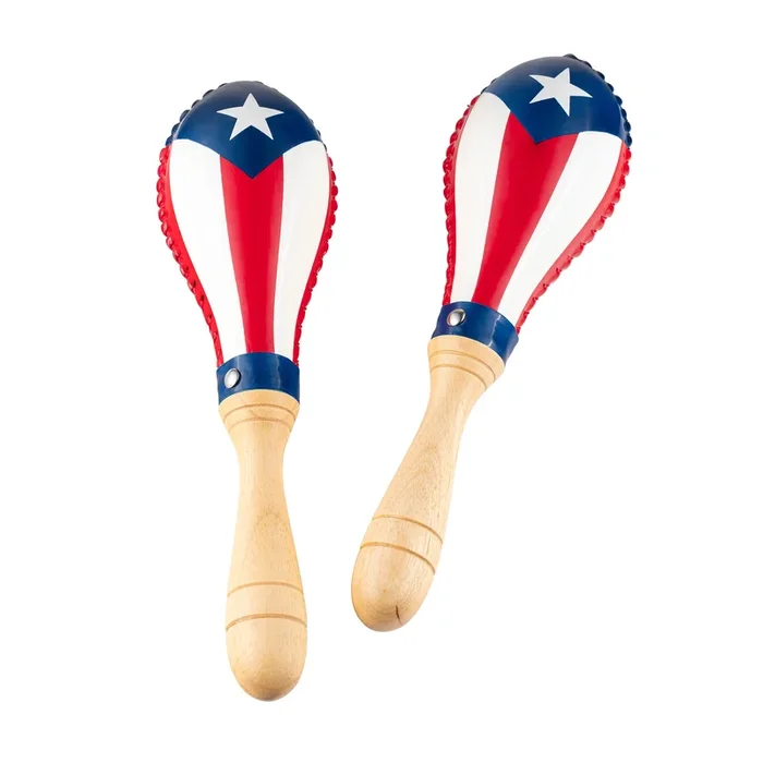 Maracas de Cuero Meinl Percussion MSM3PR Tradicionales – Bandera de Puerto Rico
