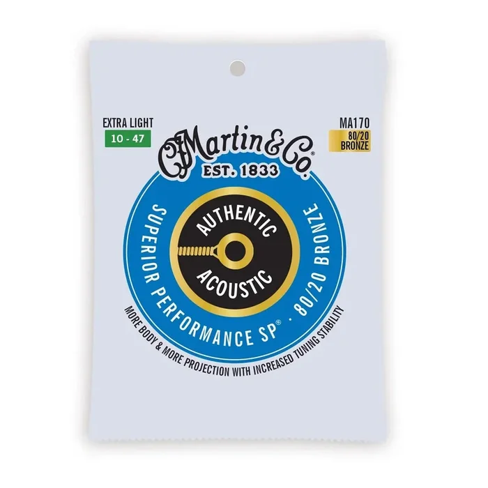 Martin MA170 Authentic Acoustic Superior Performance 80/20 Bronze Guitar Strings 10-47