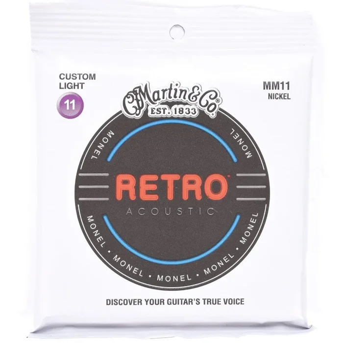 Martin Retro Acoustic MM11 Monel Nickel Custom Light 11-52 Acoustic Strings