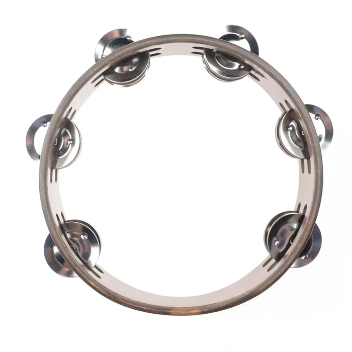Meinl 2 Row Stainless Steel Jingle Compact Wood Tambourine Walnut Brown