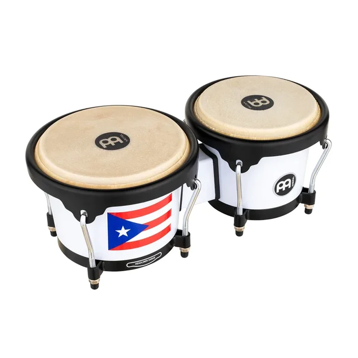 Meinl Journey Series HB50WH-PR Bongos – Bright White – Puerto Rican Flag