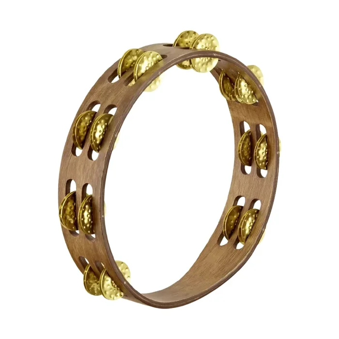 Meinl TA2V-WB 10″ Double Row Hammered Brass Jingles, Walnut Brown Tambourine