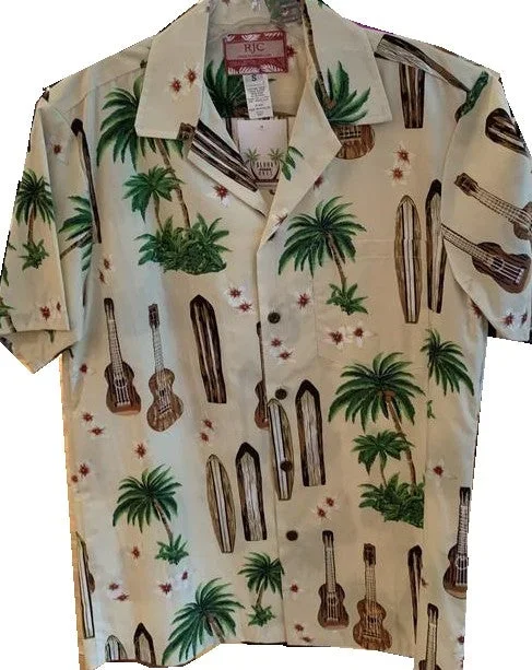 Men’s Hawaiian Shirt – Ukulele and Surfboards