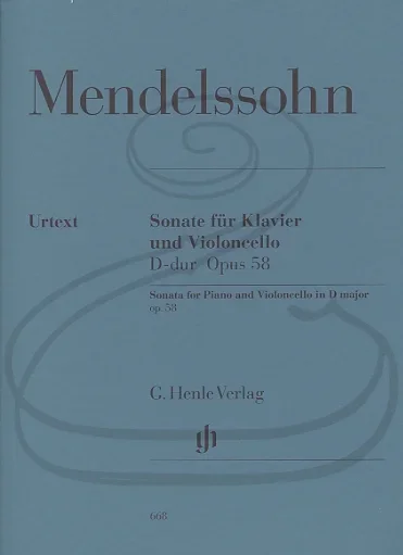 Mendelssohn, F. (Elvers/Heinemann): Sonata in D Major, Op.58 – URTEXt (cello & piano) Henle Verlag