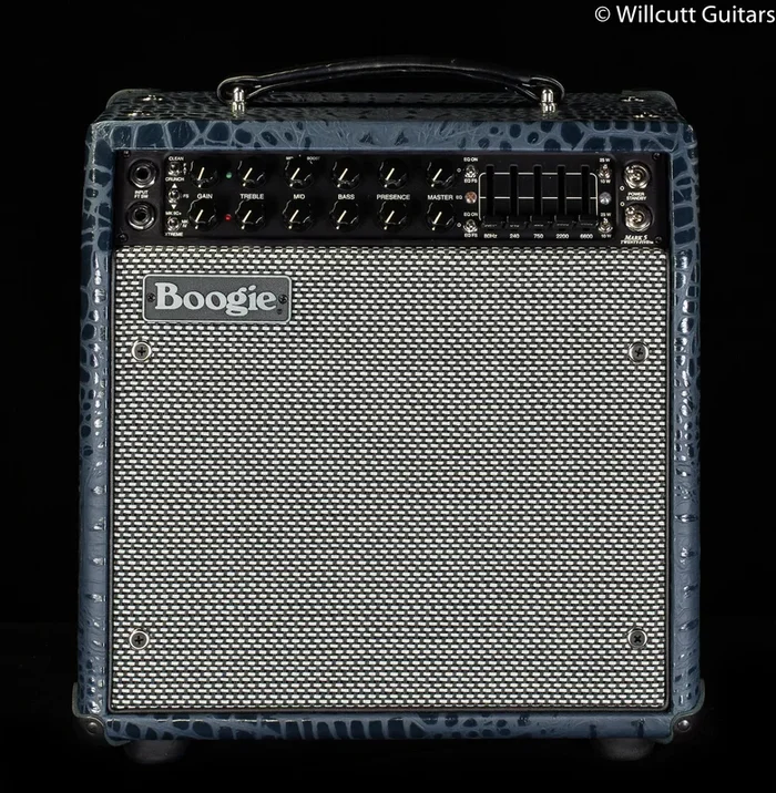 Mesa Boogie Mark Five 25 1X10 Combo Navy Croco Embossed Leather, Black Corners
