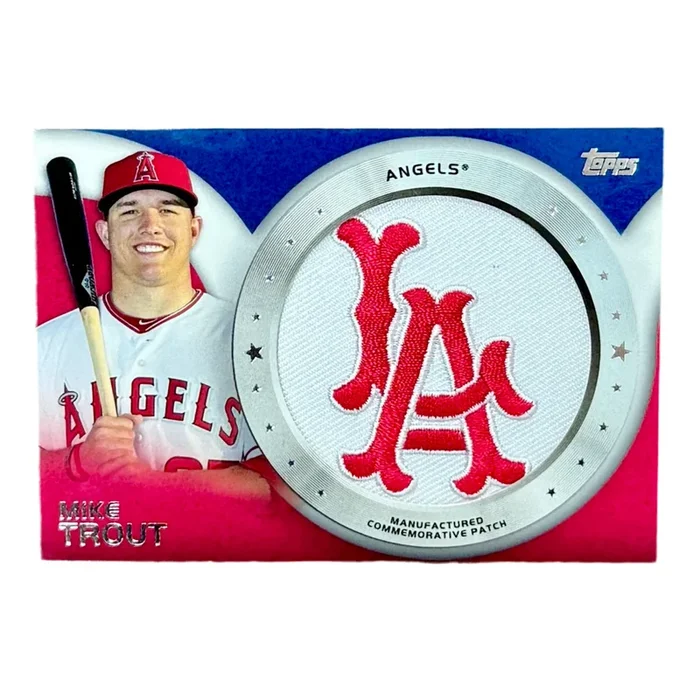 Mike Trout 2014 Topps Baseball Series 1 Commemorative Los Angeles Angels Team Logo Patch Card (CP-7)
