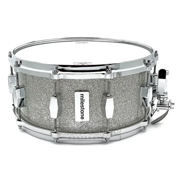 Milestone Founder’s Model Fiberglass Composite Snare Drum 14×6.5 10-Lug Silver Sparkle