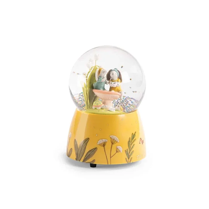 Moulin Roty trois petits lapins musical snow globe