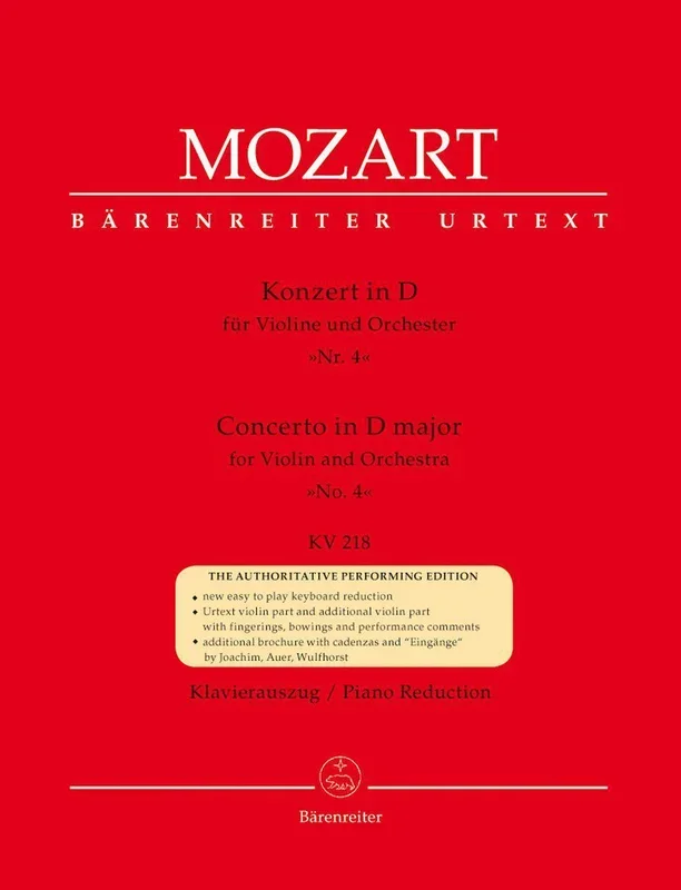 Mozart, Concerto No. 4 in D K. 218 for Violin and Piano (Barenreiter)