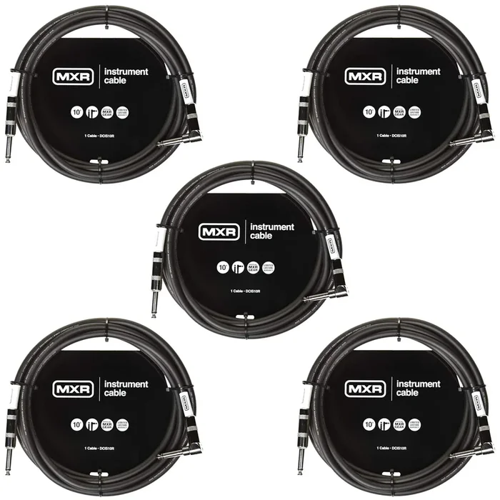 MXR DCIS10R 10′ Instrument Cable Straight/Right Angle 5 Pack Bundle