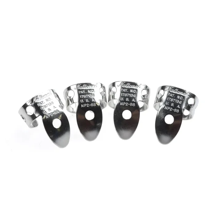 National Picks Metal Finger Pick Vintage Stainless Steel 4 Pack