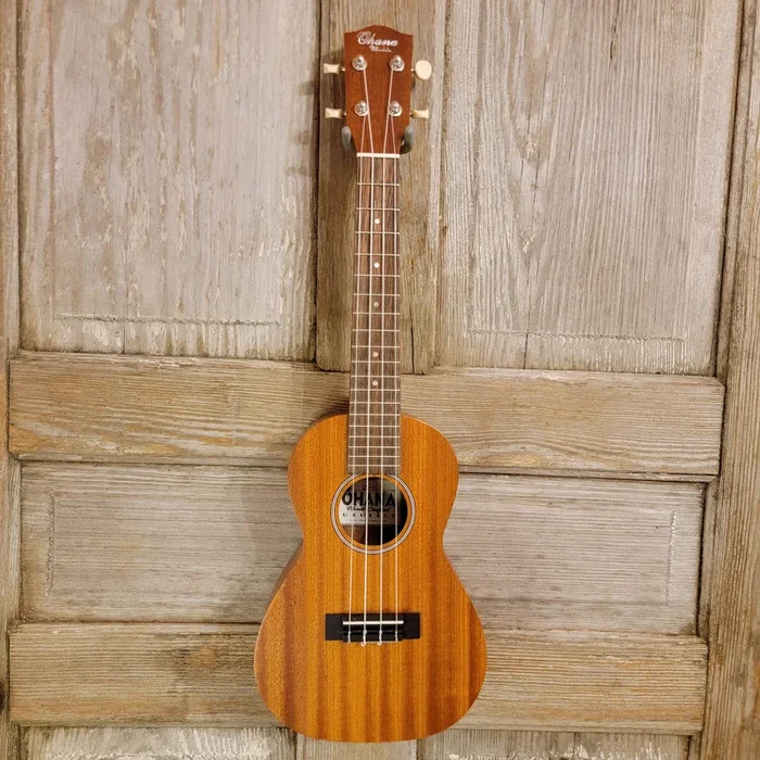 Ohana Concert CK-10 Starter Pack Laminate Mahogany Ukulele, Bag, Tuner, Strap, Button h949